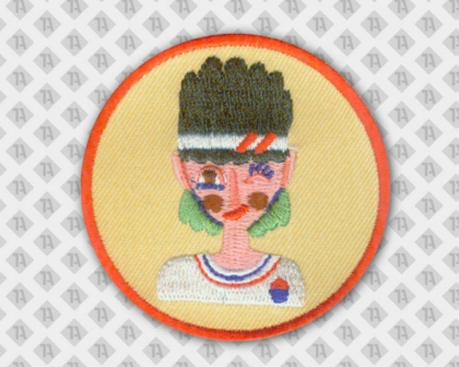 Runder Patch Aufnäher gestickt mit gesticktem Rand DIY Kinder bunt Tennis Frau