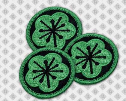 Runder gestickter Patch Aufnäher mit Kettelrand schwarz grün Kampfkunst