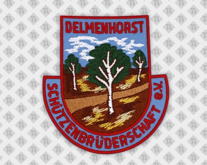 Konturgeschnittener Aufnäher Patch gestickt mit gesticktem Rand Schützenbrüderschaft e.V. Schützenverein