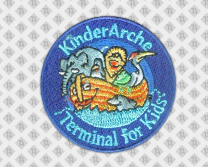 Patch Aufnäher gestickt rund blau mit Arche für Kinder