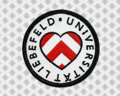 Runder Patch Aufnäher gestickt mit Kettelrand Schule Uni