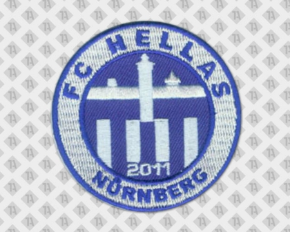 Runder gestickter Aufnäher Patch Badge Abzeichen blau weiß Hellas Griechenland Vereine