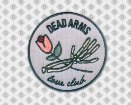 Runder Patch Aufnäher Abzeichen Badge gestickt mit Stickrand Rose Arm Skelett Vereine