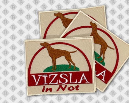 Gestickter Aufnäher Patch Abzeichen Badge mit gesticktem Rand beige rot Hund Vereine