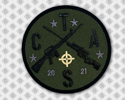 Runder Patch Aufnäher Abzeichen Badge  gestickt mit Kettelrand Shooter Vereine