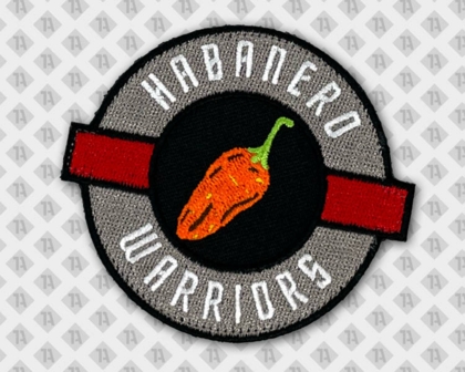 Konturgeschnittener Patch Aufnäher badge Abzeichen Kontur gestickt mit gesticktem Rand Habanero Warriors Chili Vereine