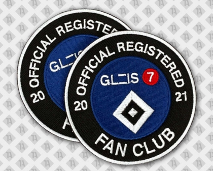 Runder gestickter Patch Aufnäher Abzeichen Badge mit gesticktem Rand HSV Fanclub Vereine