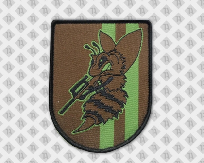 Gewebter Aufnäher Patch mit Kettelrand Wespe grün braun Bundeswehr