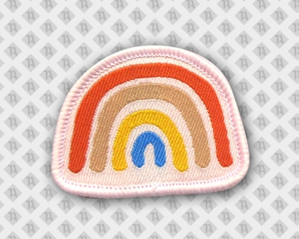 Aufnäher Patch gewebt Kettelrand bunter Regenbogen Kinder