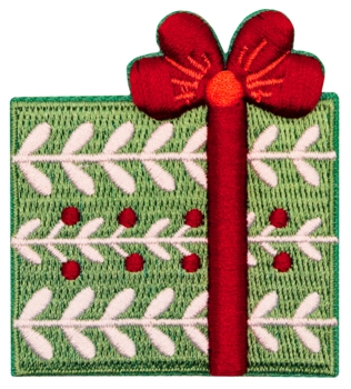 Aufnäher / Patch, gestickt, Geschenk mit Schleife - Bild 1