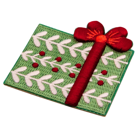 Aufnäher / Patch, gestickt, Geschenk mit Schleife - Bild 3