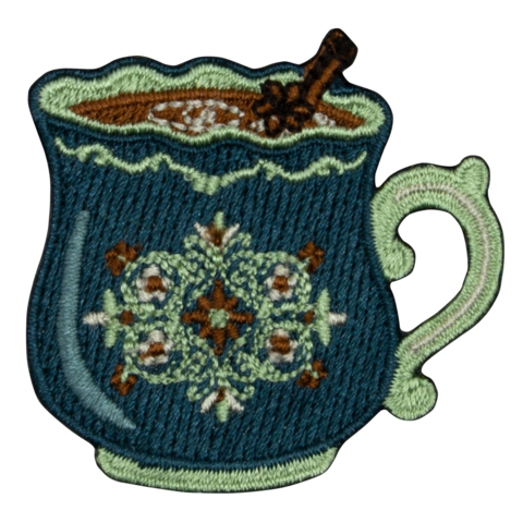 Aufnäher / Patch, gestickt, Weihnachtstasse, Klebefläche, 50x45 mm - Bild 1