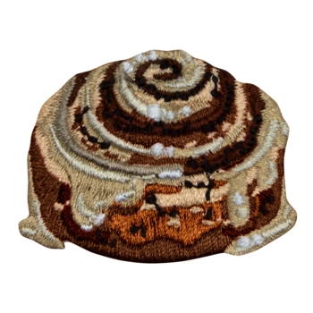 Aufnäher / Patch, gestickt, Zimtschnecke, Bügelfläche, 50x35 mm - Bild 1