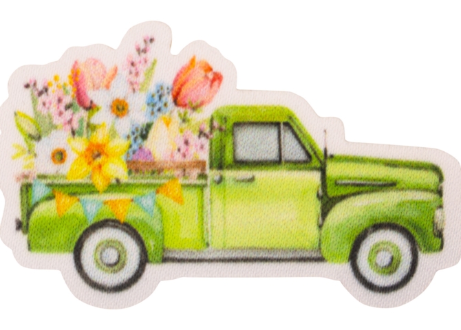 Aufnäher / Patch, gedruckt, Auto mit Blumen - Bild 1