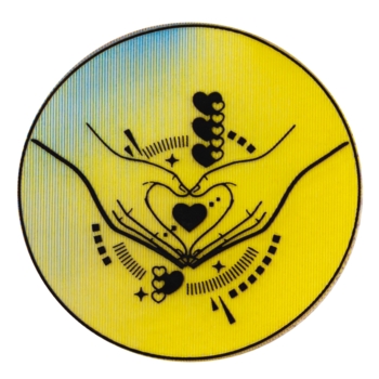 3D Applikation auf Trägerstoff, Herzhände, Holoeffekt - Bild 1