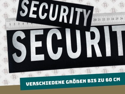 Security Aufnäher Patches mit reflektierenden Druck bis zu 60 cm groß mit Klett Sicherheitsdienst