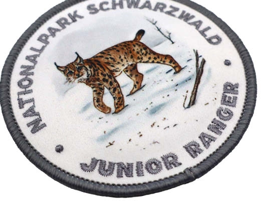 Patch gedruckt+ Junior Ranger Fotorealstisch mit Stick kombiniert und Kettelrand