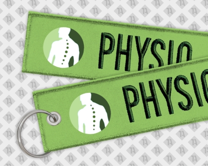 Namensaufnäher Patches und Schlüsselanhänger für Physiopraxen
