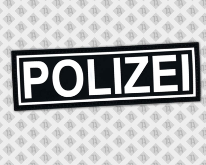 Rubber PVC Patch Aufnäher Klett schwarz weiß Zoll Polizei rechteckig