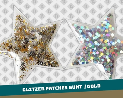Patch Glitzer Sterne bunt / gold