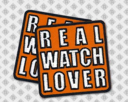 Gestickter Kontur geschnittener Aufnäher Patch mit gesticktem Rand real watch lover orange weiß schwarz Allgemein