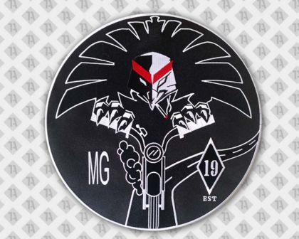 Runder gestickter Aufnäher Patch mit gesticktem Rand Biker Motorrad