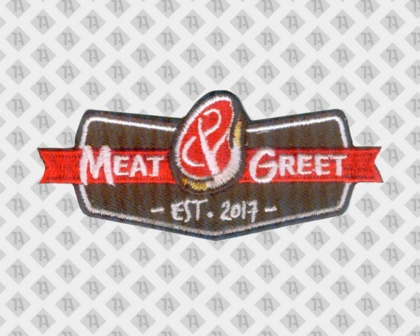 Patch Aufnäher gestickt Konturschnitt Meet and Greet Gastro