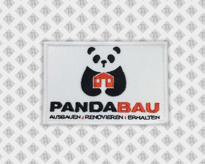 Gestickter Aufnäher mit gestickten Rand Panda Bau Handwerker