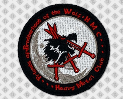 Runder gestickter Patch Aufnäher mit Kettelrand Musiker und Bands schwarz rot grau