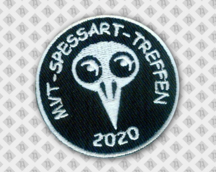 Runder gestickter Aufnäher Patch Abzeichen Badge mit gesticktem Rand schwarz weiß Vereine