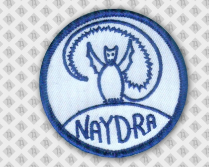 Gestickter Patch Abzeichen Badge Aufnäher rund mit Kettelrand blau weiß Vereine