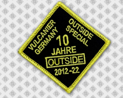 Eckiger Patch Aufnäher Abzeichen Badge gestickt mit Kettelrand schwarz gelb Vereine