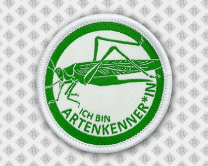 Patch gewebt mit Kettelrand Artenkenner Artenkennerin Biologie Heuschrecke Details Weben Schulen Unis