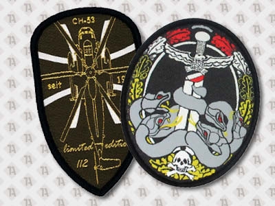 Bundeswehrpatch gewebt, gestickt mit doppelt vernähtem Klett oval und freie Form