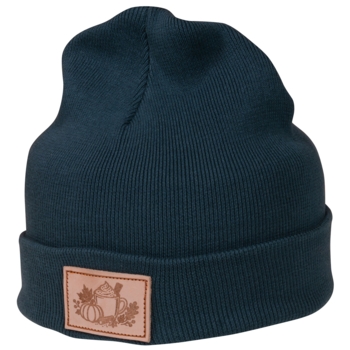 Stanley/Stella Beanie Rib Beanie, Unisex, Blau / Stargazer, OS, mit Lederpatch und Lasergravur - Bild 1