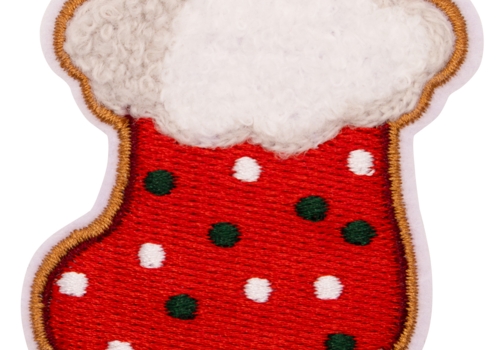 Aufnäher / Patch, Chenille, Weihnachtssocke - Bild 1