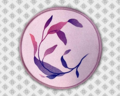 Runder gedruckter Patch Aufnäher mit Kettelrand rosa lila
