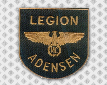 Patch Aufnäher gestickt mit gesticktem Rand in Wappenform Adler und Schriftzug Biker