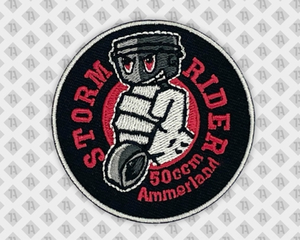 Runder Patch gestickt mit gesticktem Rand Storm Rider Ammerland Biker