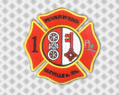 Konturgeschnittener Aufnäher Patch gestickt rot gelb Feuerwehr