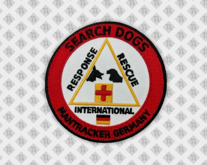 Runder Patch Aufnäher gestickt mit gesticktem Rand Search Dogs Hundesport