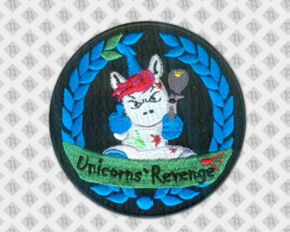 Gestickter Aufnäher Patch rund gestickter Rand Unicorn Einhorn Paintball