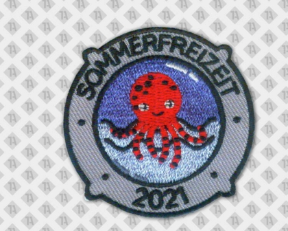 Konturgeschnittener gestickter Patch Aufnäher mit gesticktem Rand Pfadfinder Oktopus