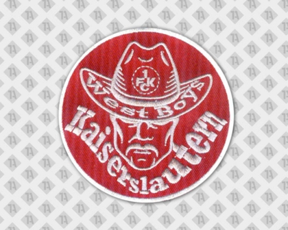 Aufnäher Patch Abzeichen Badge gestickt rund mit gesticktem Rand Kaiserslautern rot weiß Vereine