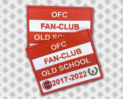 Patch Aufnäher Abzeichen Badge gestickt mit gesticktem Rand rot weiß Vereine