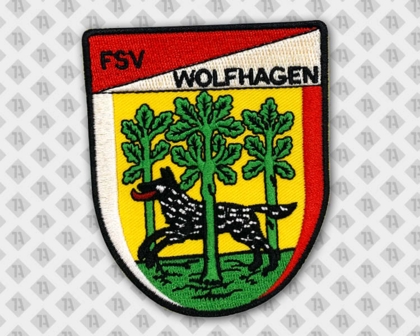 Konturgeschnittener Patch Aufnäher gestickt mit gesticktem Rand bunt Vereine