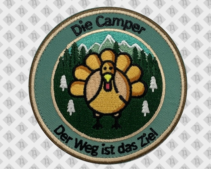 Runder Patch Aufnäher Abzeichen Badge gestickt mit gesticktem Rand Die Camper Vereine
