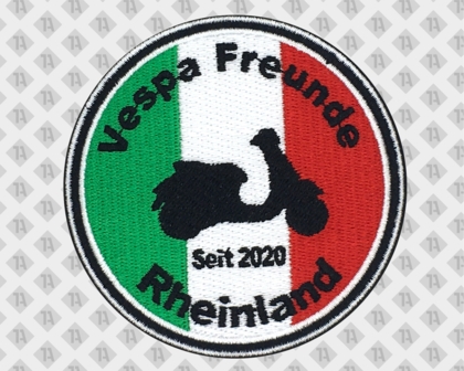 Runder Patch Aufnäher Abzeichen Badge gestickt mit gesticktem Vespa Freunde Italien Vereine