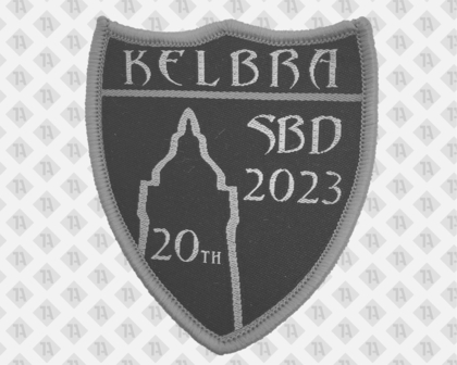 Konturgeschnittener Patch Aufnäher Abzeichen Badge gewebt mit Kettelrand schwarz grau Vereine