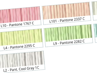 Farbmuster einiger fluoreszierenden (Glow in the Dark) Garne die als Palette dargestellt sind